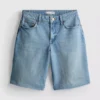 Bermudashort van denim met onafgewerkte zoom