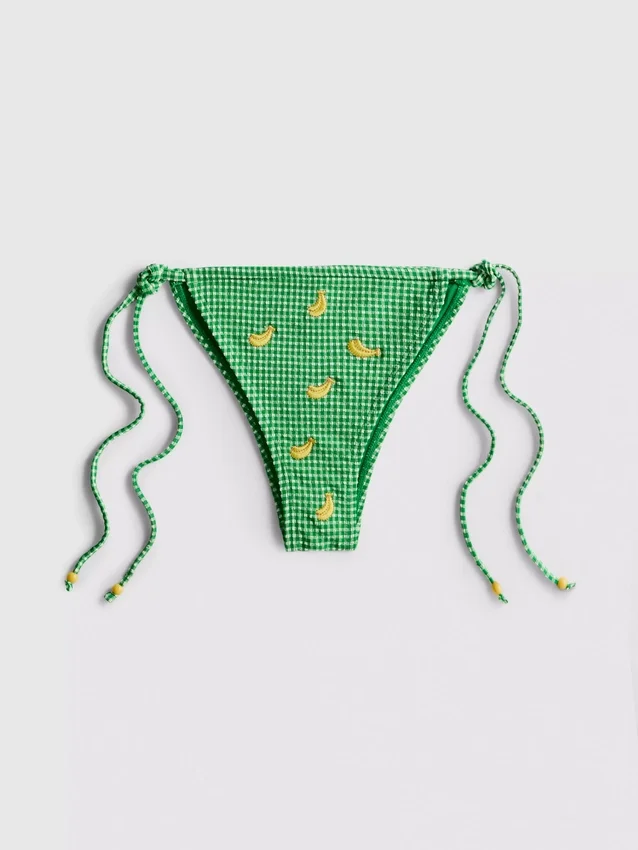 Bikinibroekje met bananenprint en strikjes aan de zijkant