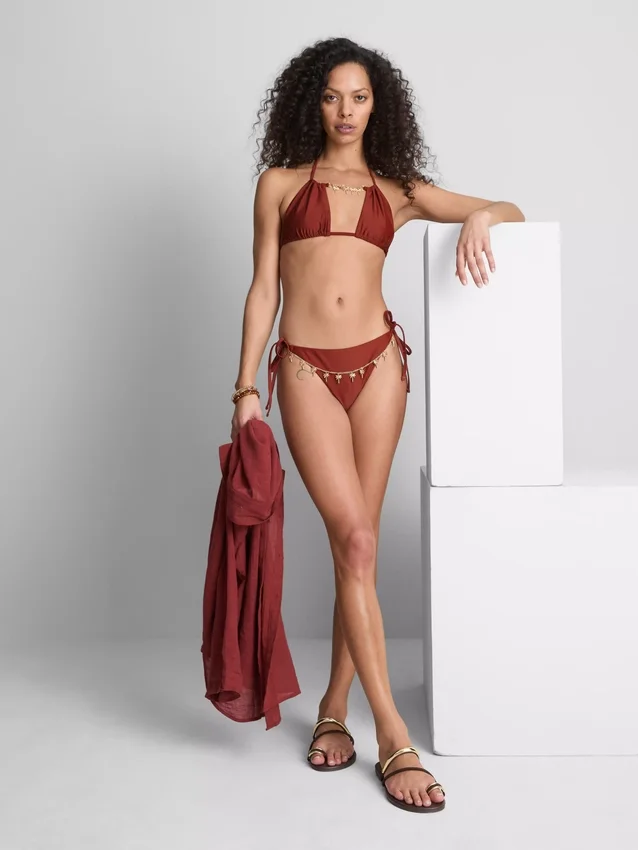 Bikinibroekje met kettingdetail en strik aan de zijkant