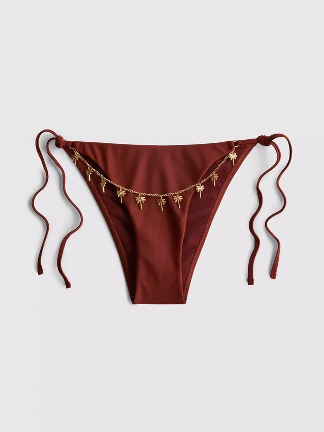 Bikinibroekje met kettingdetail en strik aan de zijkant