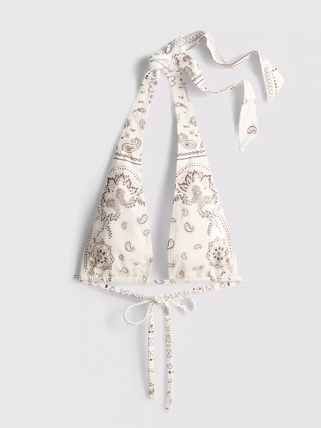 Bikinitop met halternek en bandana-print