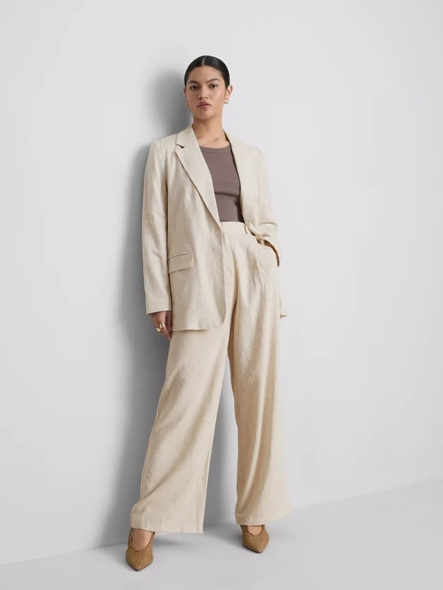 Blazer met enkele rij knopen van linnenmix