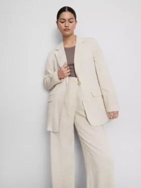 Blazer met enkele rij knopen van linnenmix