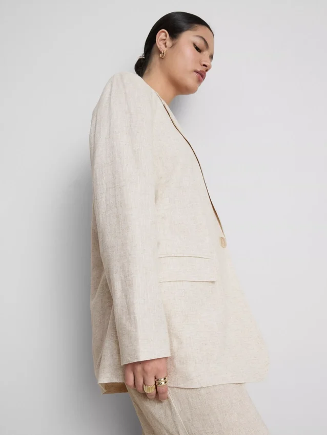 Blazer met enkele rij knopen van linnenmix