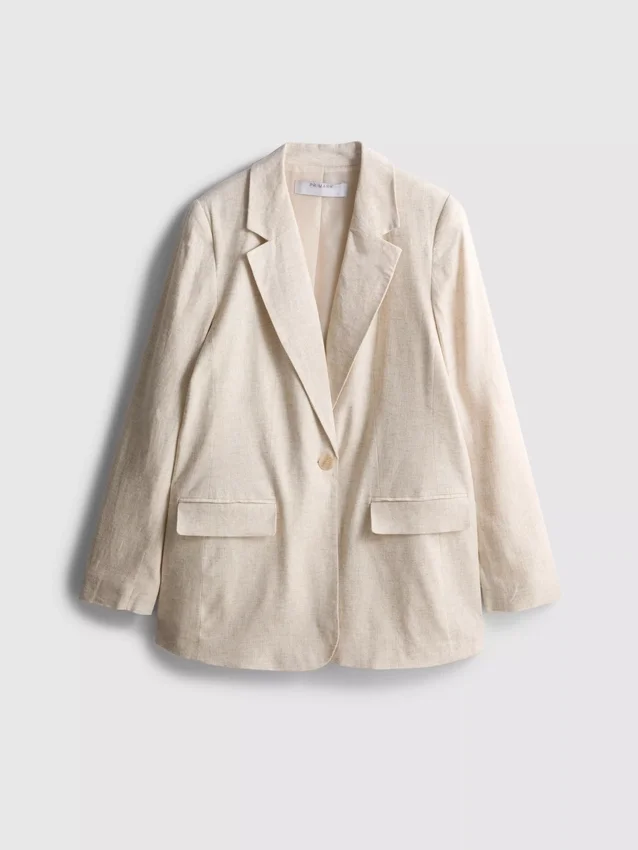 Blazer met enkele rij knopen van linnenmix