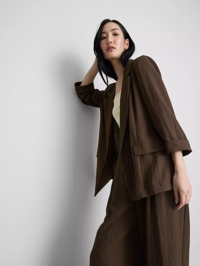 Blazer met gekartelde revers en structuur