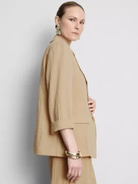 Blazer met gekartelde revers en structuur