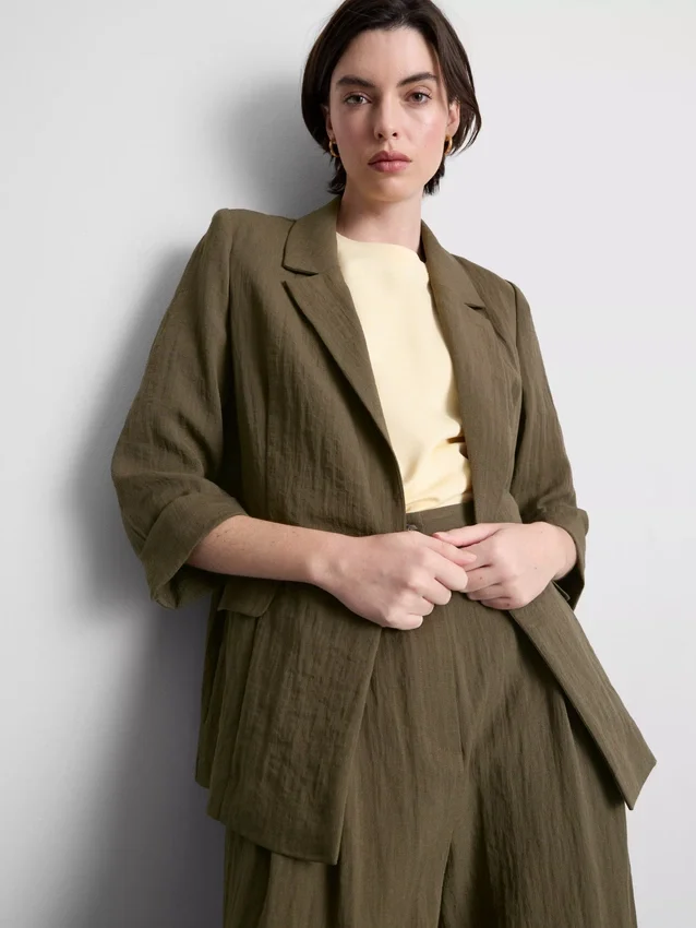 Blazer met gekartelde revers en structuur