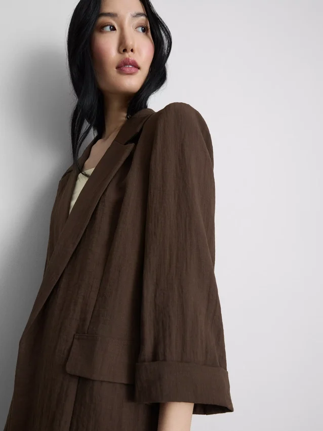 Blazer met gekartelde revers en structuur