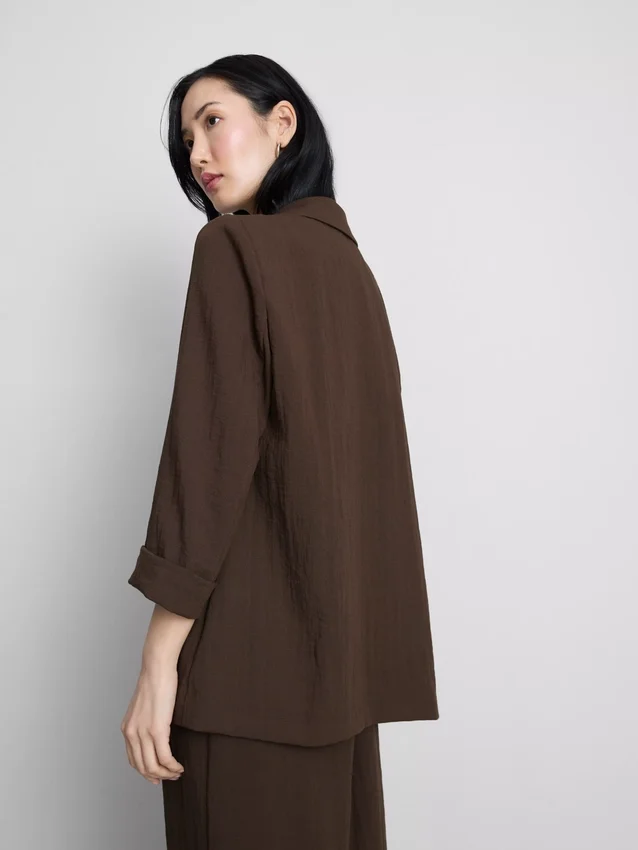 Blazer met gekartelde revers en structuur