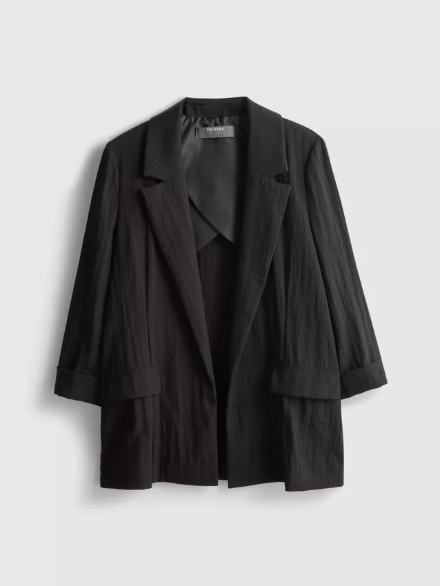 Blazer met gekartelde revers en structuur