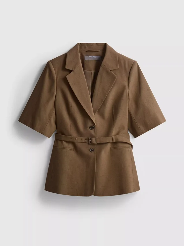 Blazer met korte mouwen en riemdetail