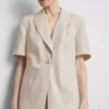 Blazer met korte mouwen van een linnenmix