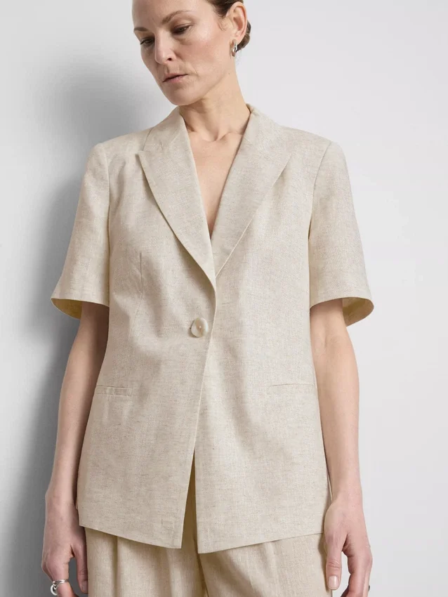 Blazer met korte mouwen van een linnenmix