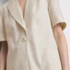 Blazer met korte mouwen van een linnenmix