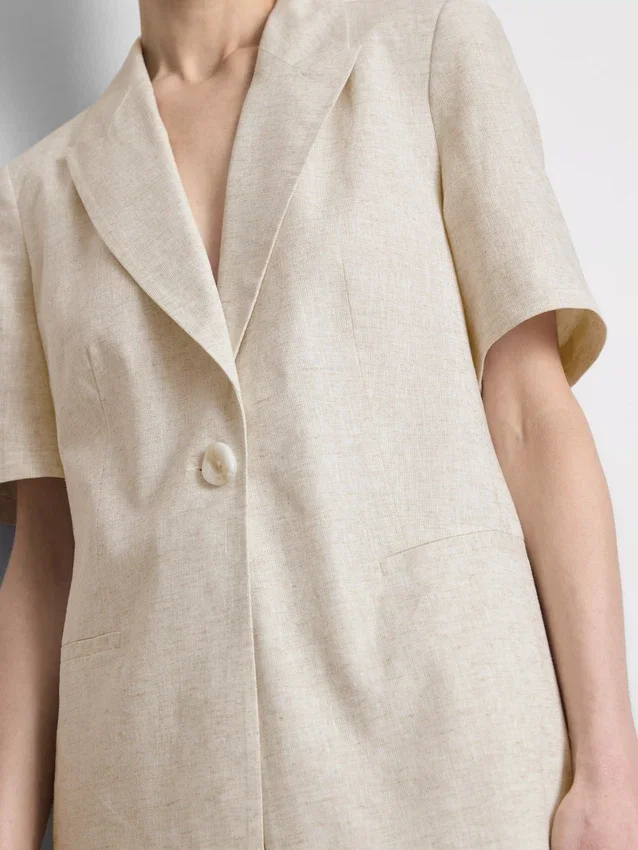 Blazer met korte mouwen van een linnenmix