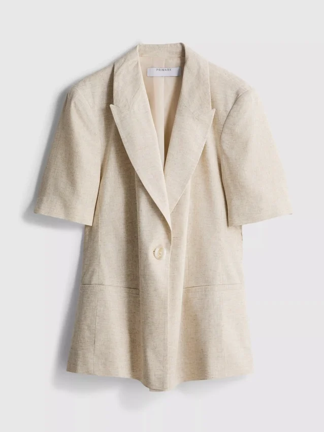 Blazer met korte mouwen van een linnenmix