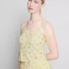 Bloemenpyjama-top met geribde cami