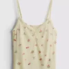 Bloemenpyjama-top met geribde cami
