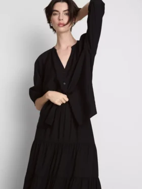 Blouse met 3/4-mouwen en V-hals
