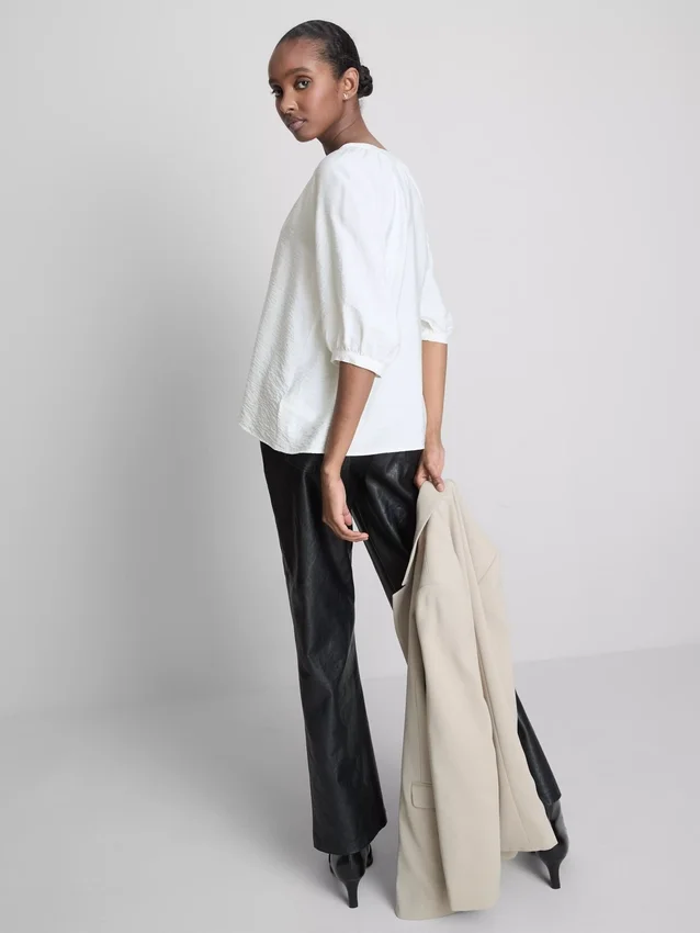 Blouse met 3/4-mouwen en V-hals