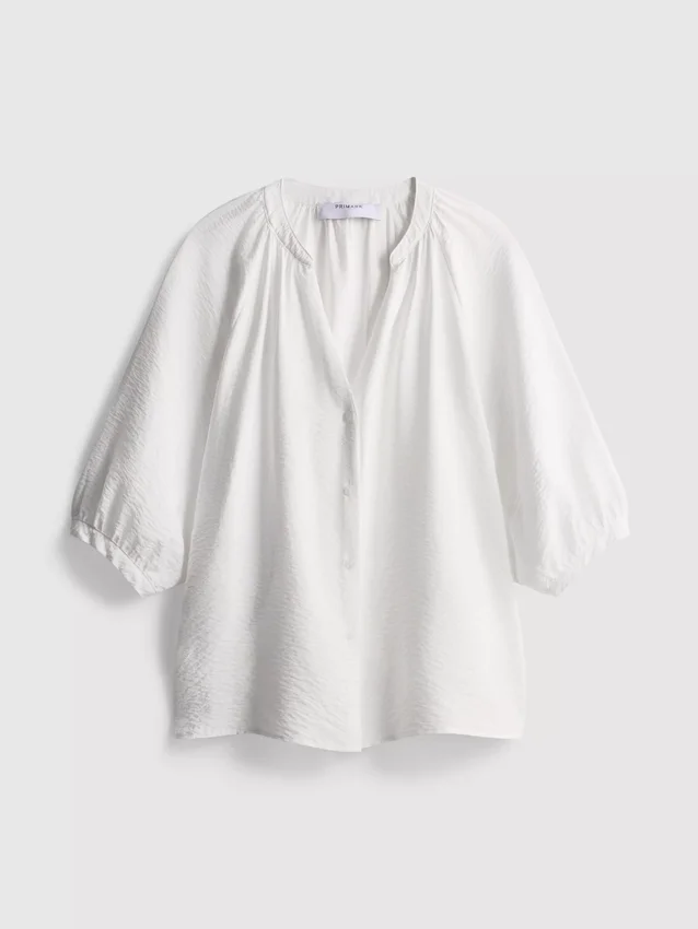 Blouse met 3/4-mouwen en V-hals