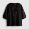 Blouse met 3/4-mouwen en V-hals