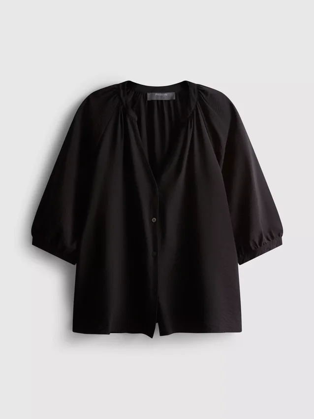 Blouse met 3/4-mouwen en V-hals