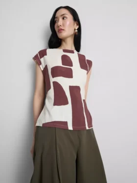 Blouse met capmouw en print
