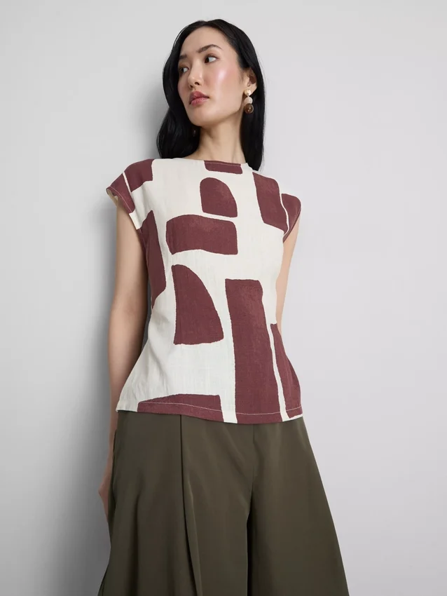 Blouse met capmouw en print