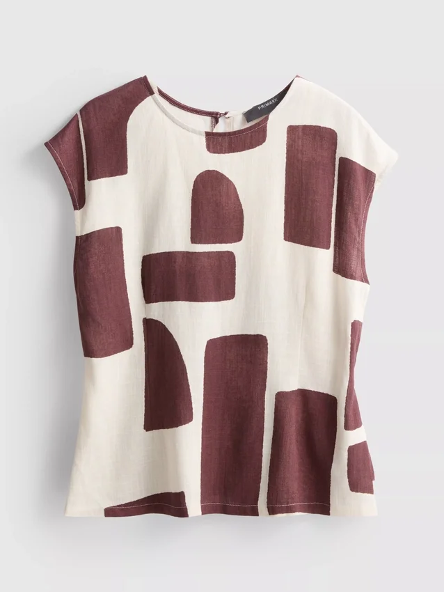 Blouse met capmouw en print