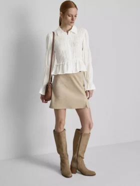 Blouse met gerimpelde peplumzoom