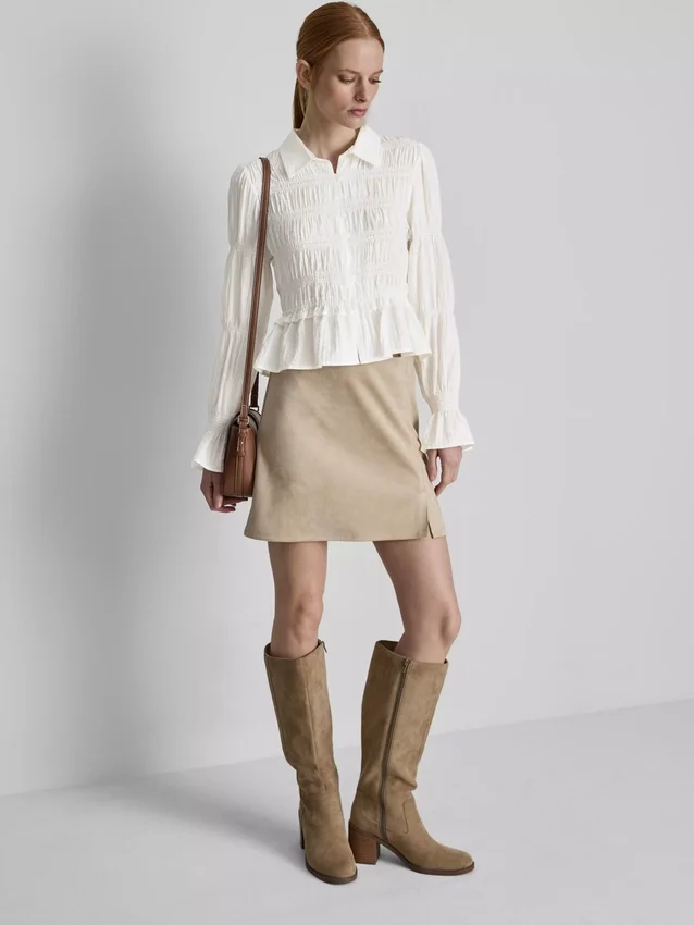 Blouse met gerimpelde peplumzoom