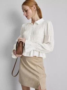 Blouse met gerimpelde peplumzoom