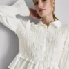 Blouse met gerimpelde peplumzoom