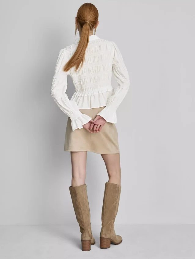 Blouse met gerimpelde peplumzoom