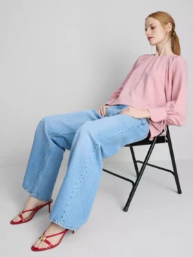 Blouse met gestructureerde ballonmouwen