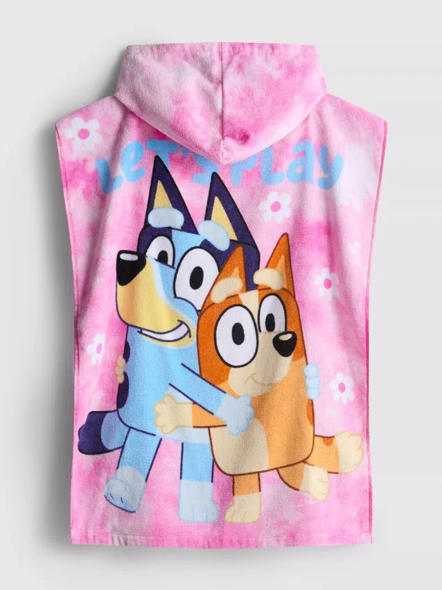Bluey poncho met capuchon van badstof