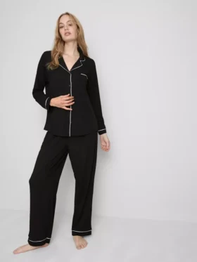 Boyfriend-pyjama's met contrasterende biezen