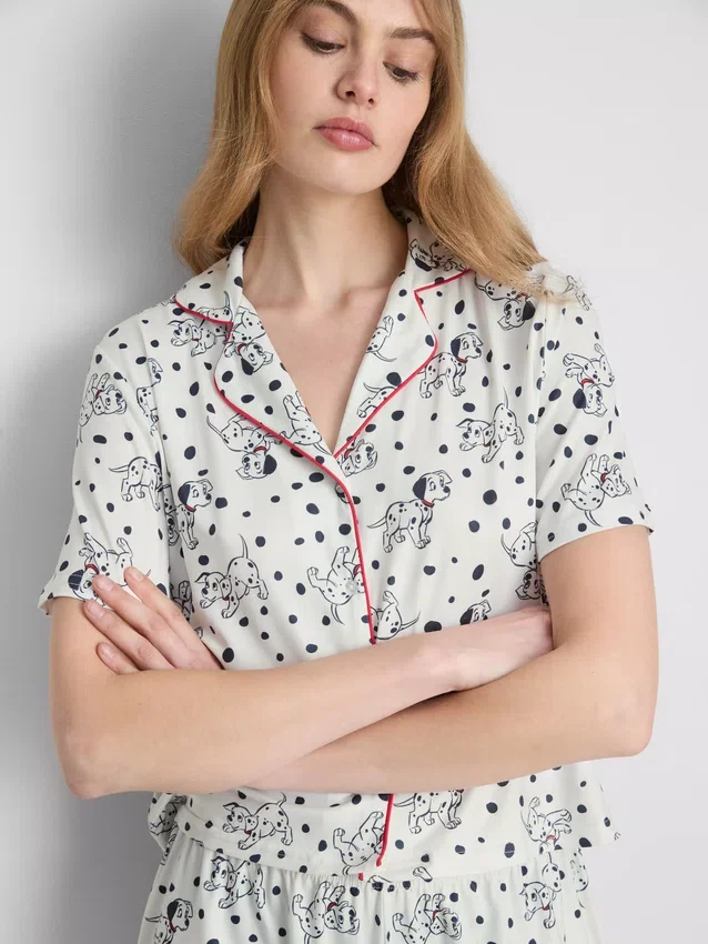 Boyfriend-pyjama's met korte broek en print van Disney's 101 Dalmatiërs