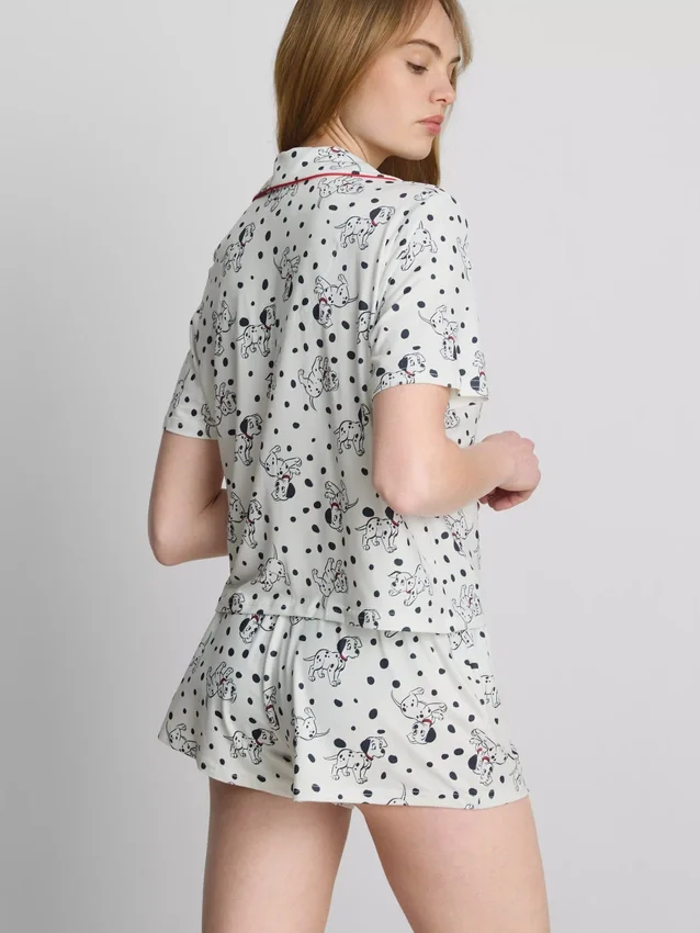 Boyfriend-pyjama's met korte broek en print van Disney's 101 Dalmatiërs