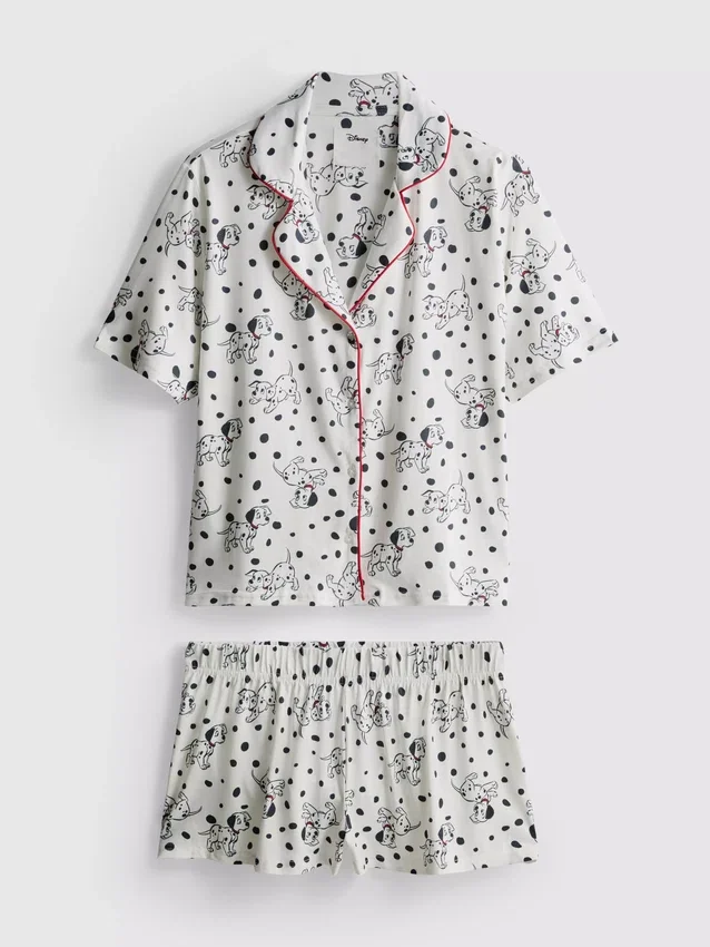 Boyfriend-pyjama's met korte broek en print van Disney's 101 Dalmatiërs