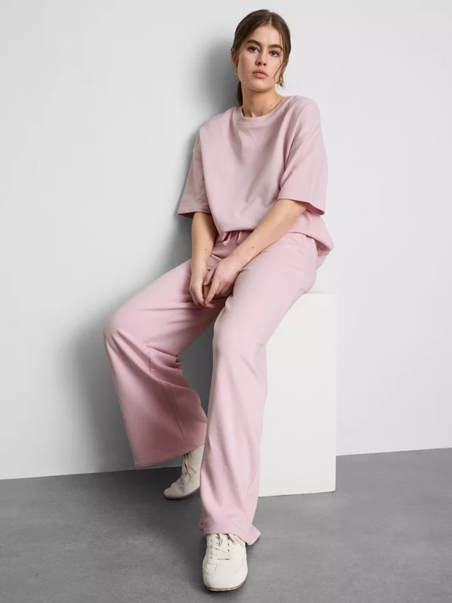 Brede joggingbroek met hoog katoengehalte