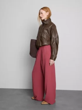 Broek met elastische taille en wijde pijpen