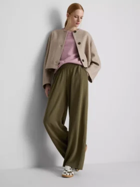 Broek met elastische taille en wijde pijpen