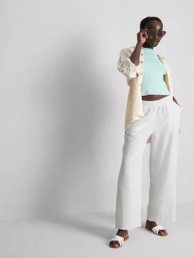 Broek met elastische taille en wijde pijpen