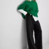 Broek met elastische taille en wijde pijpen