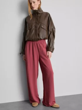 Broek met elastische taille en wijde pijpen