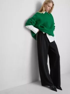 Broek met elastische taille en wijde pijpen