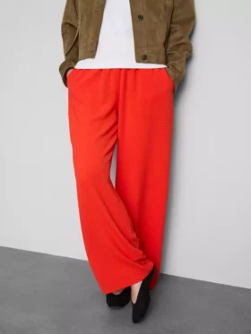 Broek met elastische taille en wijde pijpen